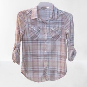 Passport Button Up Shirt Plaid Long Sleeves
